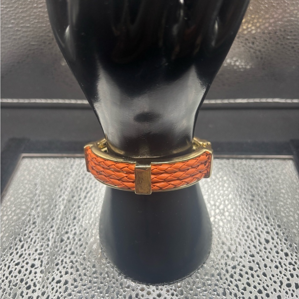Braided Orange and Gold Bracelet - Picture 2 of 4